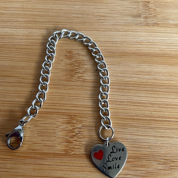 Hand Crafted Mug Charm Stainless Heart Live Love Smile Cup Handle Charm - Picture 3 of 5